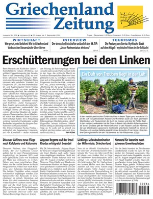 Bild der Titelseite der Griechenland Zeitung Ausgabe 936