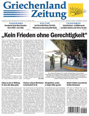 Bild der Titelseite der Griechenland Zeitung Ausgabe 942