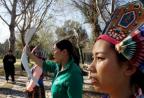 Tibetische Proteste vor dem antiken Olympia-Stadion 