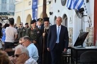 Unser Foto (© Eurokinissi) zeigt Verteidigungsminister Nikos Dendias am Freitag (13.9.) auf Kastellorizo.