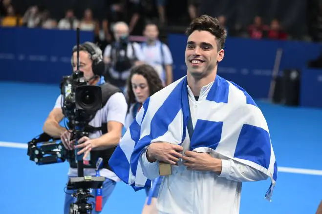 Unser Foto (© Eurokinissi) zeigt den griechischen Schwimmer Apostolos Christou nach seinem silbernen Triumph in der Disziplin 200 Meter Rückenschwimmen.