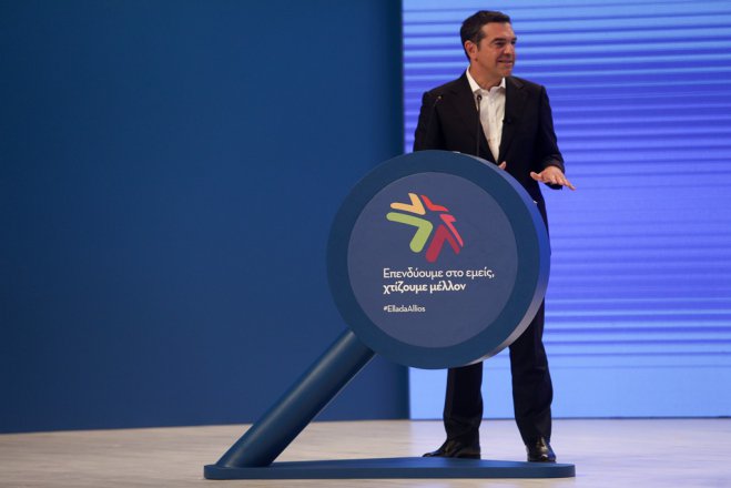 Unser Foto (© Eurokinissi) zeigt Oppositionschef Alexis Tsipras.