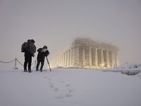 Das Foto (© Stavros Petropoulos_Alaska) stammt von der Onassis Foundation und wurde heute Morgen auf der Akropolis aufgenommen.